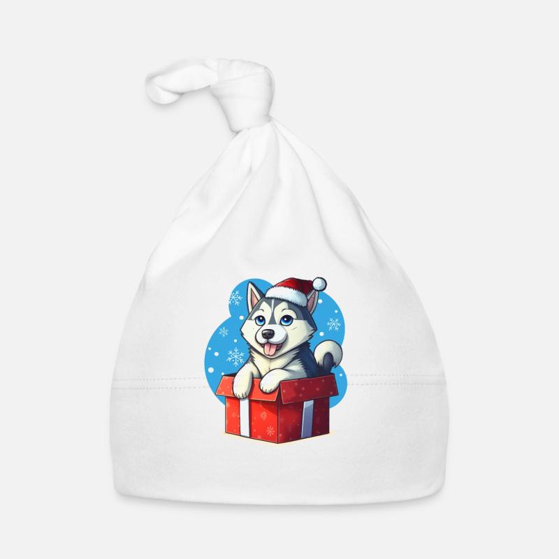 Husky Welpe Weihnachtsmann [00176] Baby Bio-Mütze