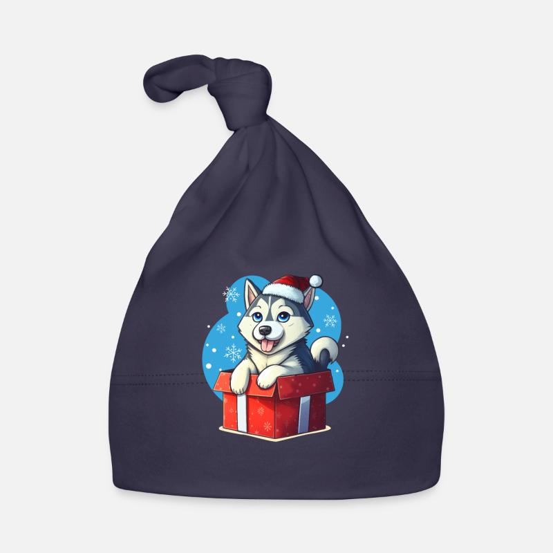 Husky Welpe Weihnachtsmann [00176] Baby Bio-Mütze