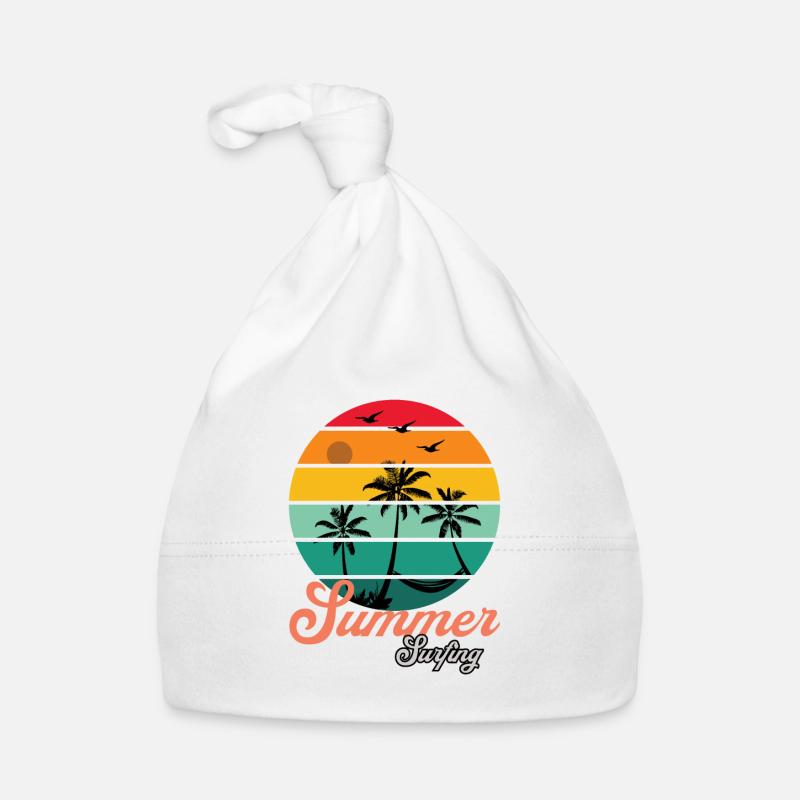 Retro Surfer Sommer Design mit Palmen Baby Bio-Mütze