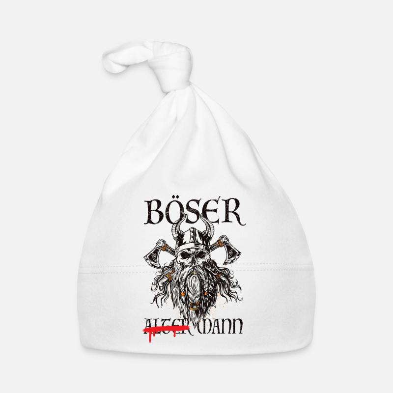 Böser Wikinger-Krieger Grafik - Baby Bio-Mütze - Weiß