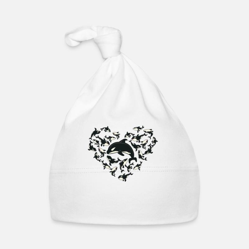 Amoureux des baleines, orque.. - Bonnet bio Bébé - blanc