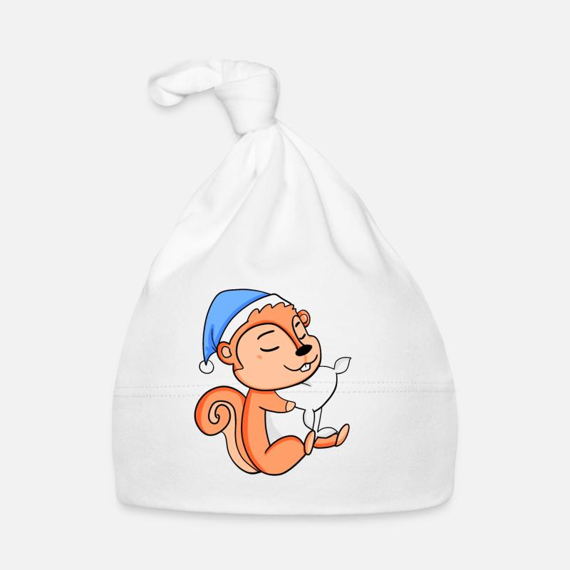 Écureuil - Bonnet bio Bébé - blanc