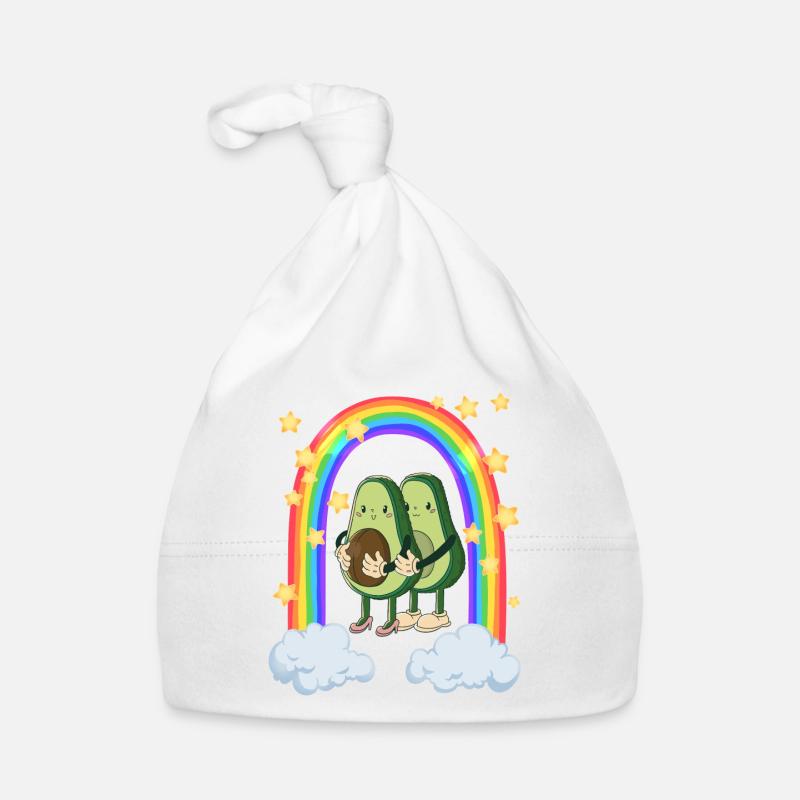 zwei Avocados laufen durch den Regenbogen Baby Bio-Mütze