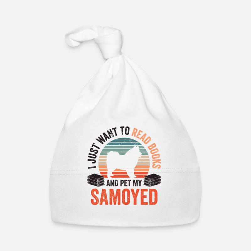 Lire et caresser Samoyède Samoyède - Bonnet bio Bébé - blanc