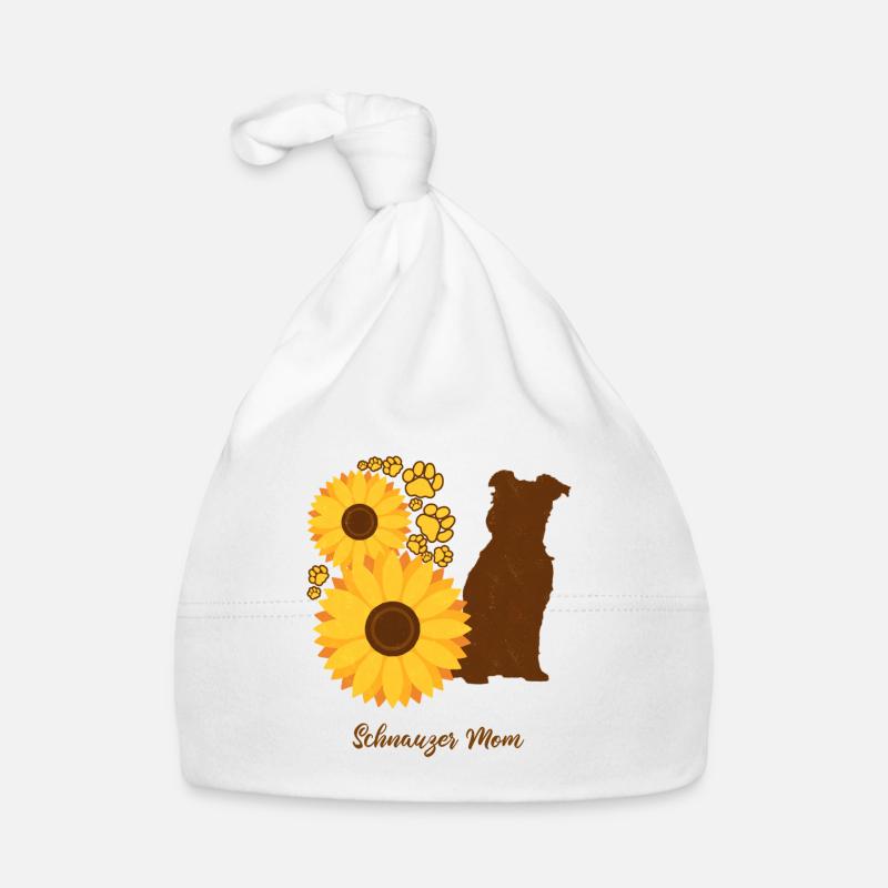 Mère Tournesol - Schnauzer - Bonnet bio Bébé - blanc