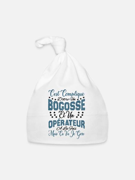 c'est compliqué d'être un Bogosse et un Opérateur. - Bonnet bio Bébé - blanc - Devant