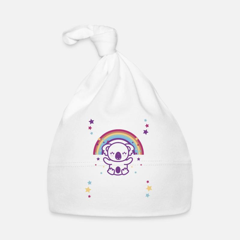 Idée cadeau bébé avec arc-en-ciel et koala Bonnet bio Bébé
