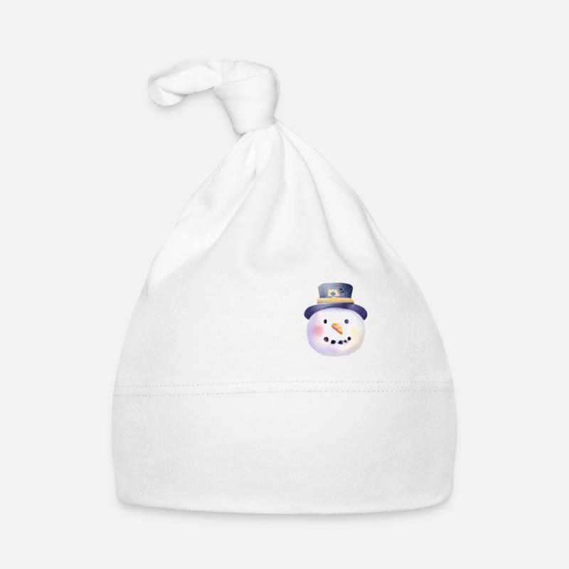 Vintage Winter Snowman Head Organic Baby Cap