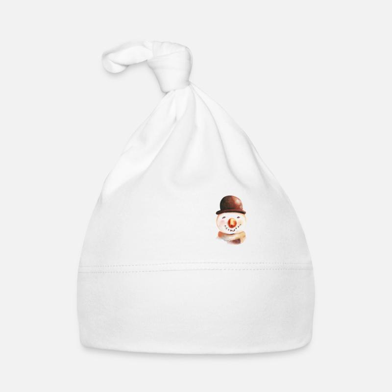 Snowman Face Retro Winter Chest Pocket Organic Baby Cap