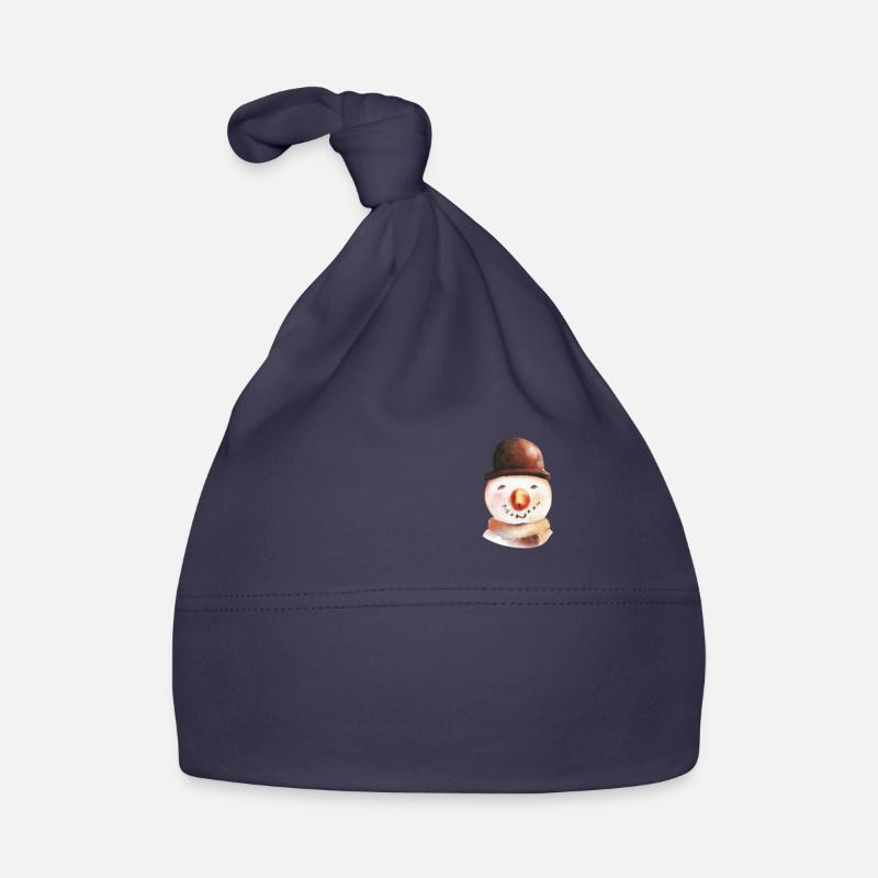 Schneemann Gesicht Retro Winter Brusttasche Baby Bio-Mütze