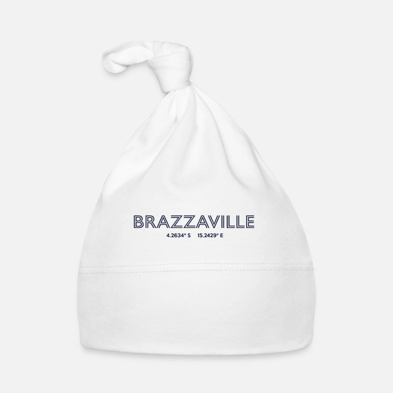 Coordonnées de la ville du Congo - Brazzaville - Bonnet bio Bébé - blanc