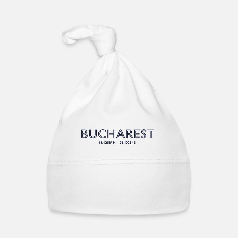 Romania city coordinates - Bucharest Organic Baby Cap