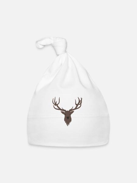 Hirsch Waldtiere Tierliebhaber Spruch Geschenk - Baby Bio-Mütze - Weiß - Vorne