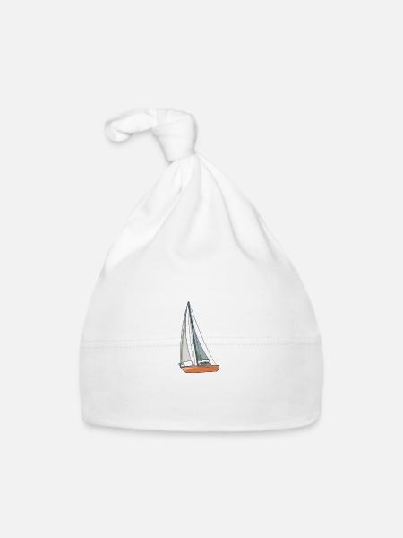 Sailboat I Am A Girl Who Loves Sailboats - Baby Bio-Mütze - Weiß - Vorne