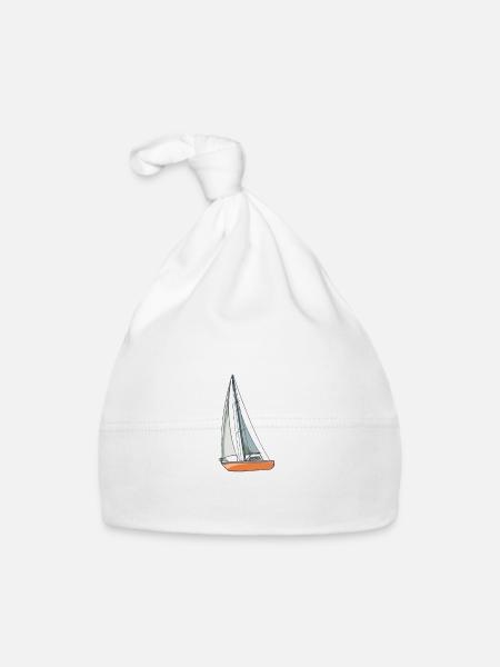 Sailboat I'd Rather Be With My Sailboat - Baby Bio-Mütze - Weiß - Vorne