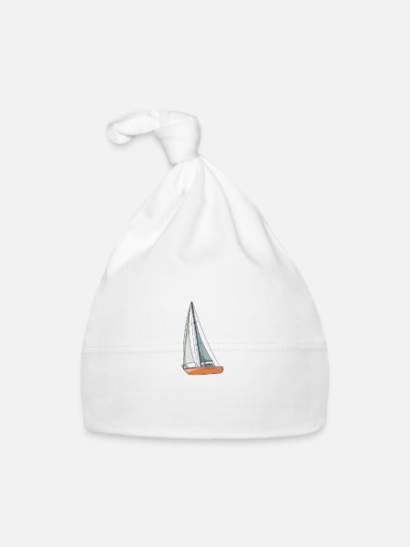 Sailboat This Is My Sailboat Shirt - Baby Bio-Mütze - Weiß - Vorne