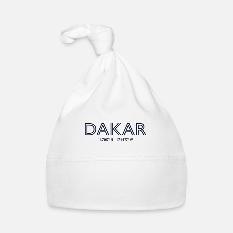 Coordonnées de la ville du Sénégal - Dakar - Bonnet bio Bébé - blanc