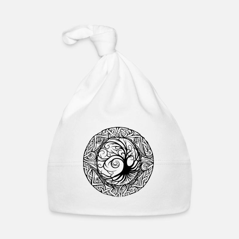 Celtic Ireland Celtic Knot Pattern Tree - Organic Baby Cap - white