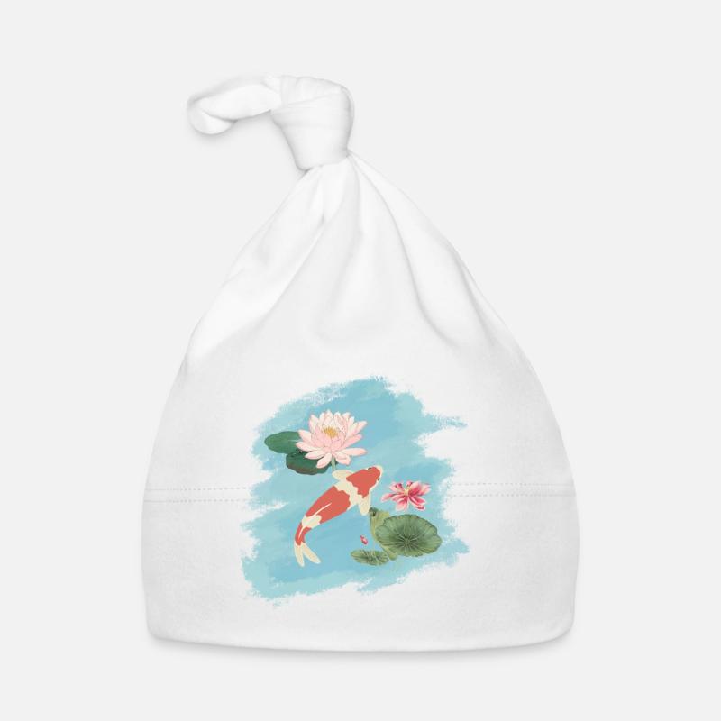 Nuphars roses Koi japonais - Koi Lovers Tee Bonnet bio Bébé