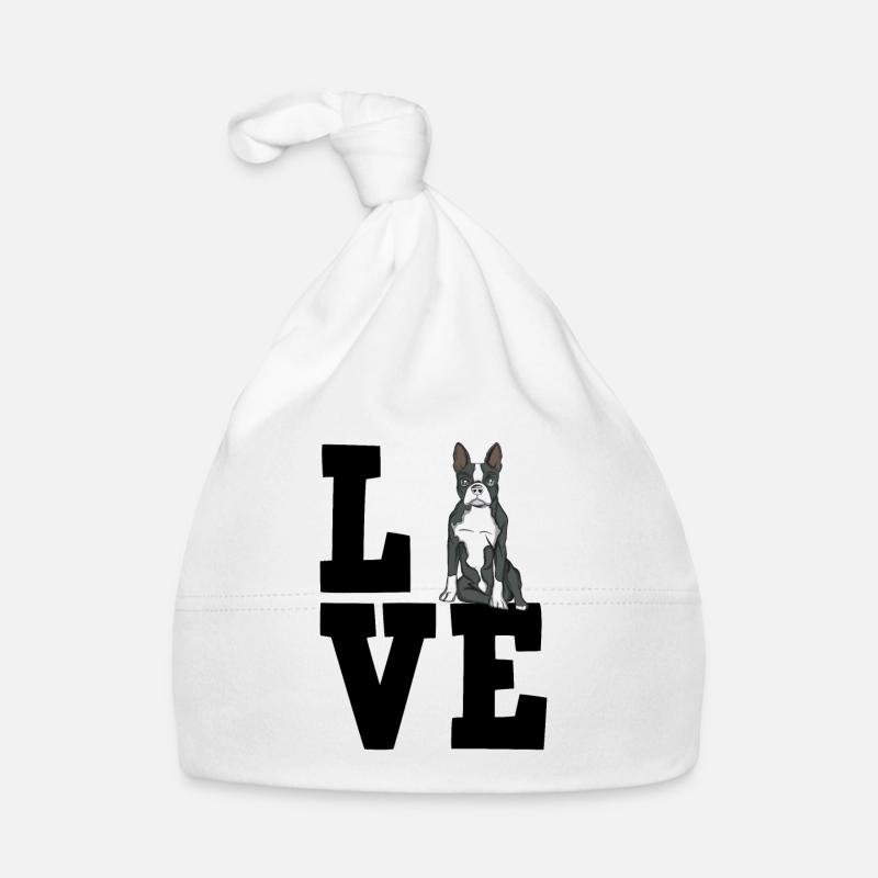 Boston Terrier - Bonnet bio Bébé - blanc