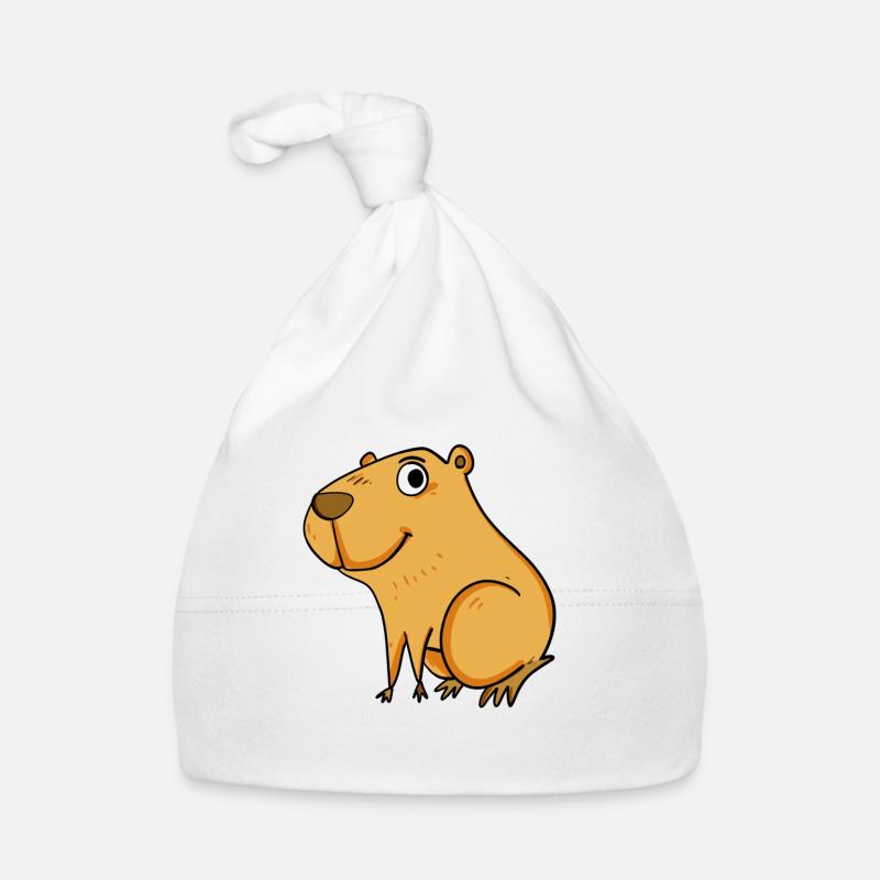 Motif Capybara capybara - Bonnet bio Bébé - blanc