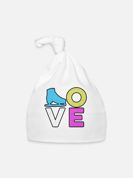 Love Graphic Ice Skating Figure Skater Ice Skater - Baby Bio-Mütze - Weiß - Vorne