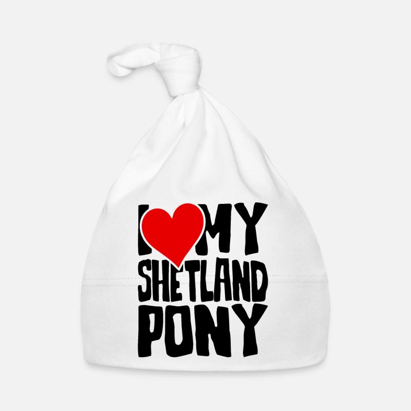 J’adore mon poney Shetland - Bonnet bio Bébé - blanc