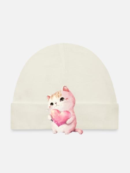 Mignon bébé chat maman enfants T-shirt - Bonnet bio Bébé - rose - Devant