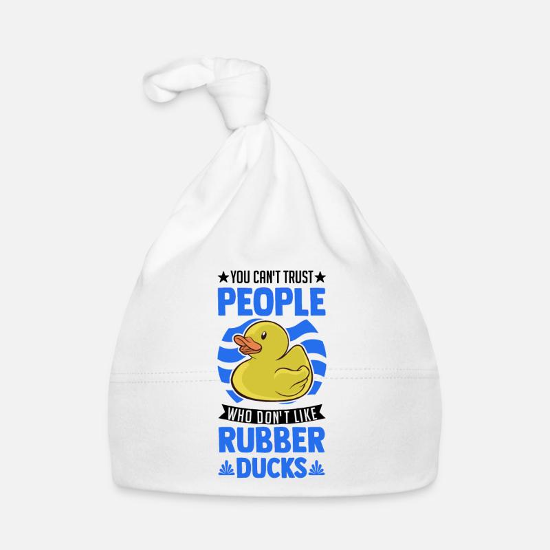 Gummiente Geschenk Quietscheente Badeente - Baby Bio-Mütze - Weiß