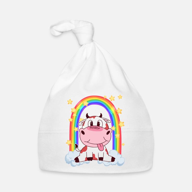 Kuh Regenbogen Bauernhof Rind Baby Bio-Mütze