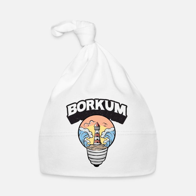 Borkum Light Bulb Lighthouse Island Shirt Organic Baby Cap