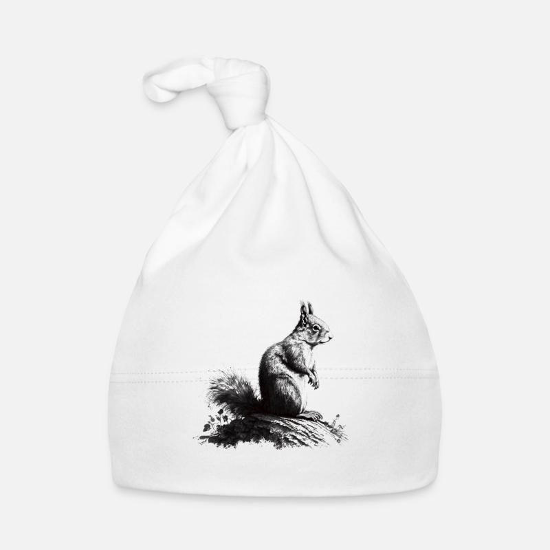 Eichhörnchen-kunst - Baby Bio-Mütze - Weiß