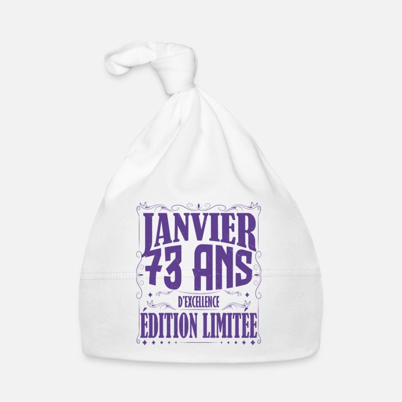 Janvier 73 ans. Cadeau 73 ans janvier anniversaire Bonnet bio Bébé