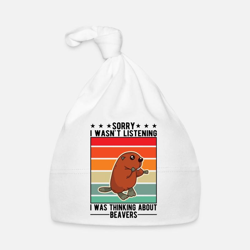 Biber Biberdamm Geschenk Beaver - Baby Bio-Mütze - Weiß