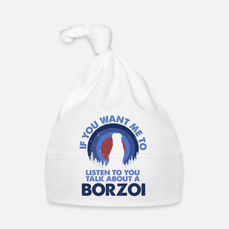 Parlez du chien Barzoï - Bonnet bio Bébé - blanc