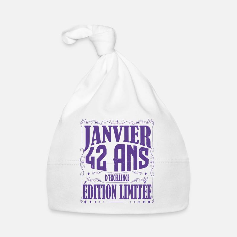Janvier 42 ans. Cadeau 42 ans janvier anniversaire Bonnet bio Bébé