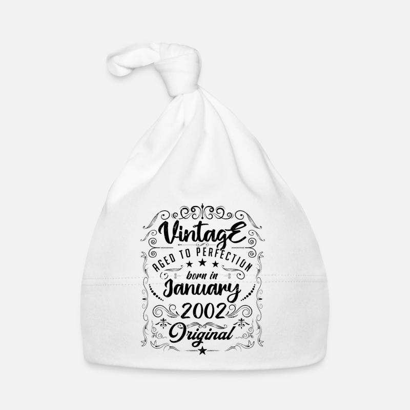 Vintage Né(e) en Janvier 2002 anniversaire janvier Bonnet bio Bébé