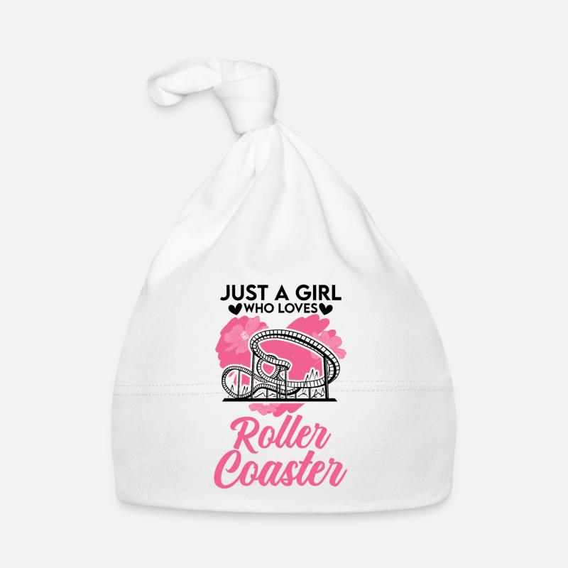 Roller Coaster Girls Roller Coaster Ride Amusement Park - Organic Baby Cap - white