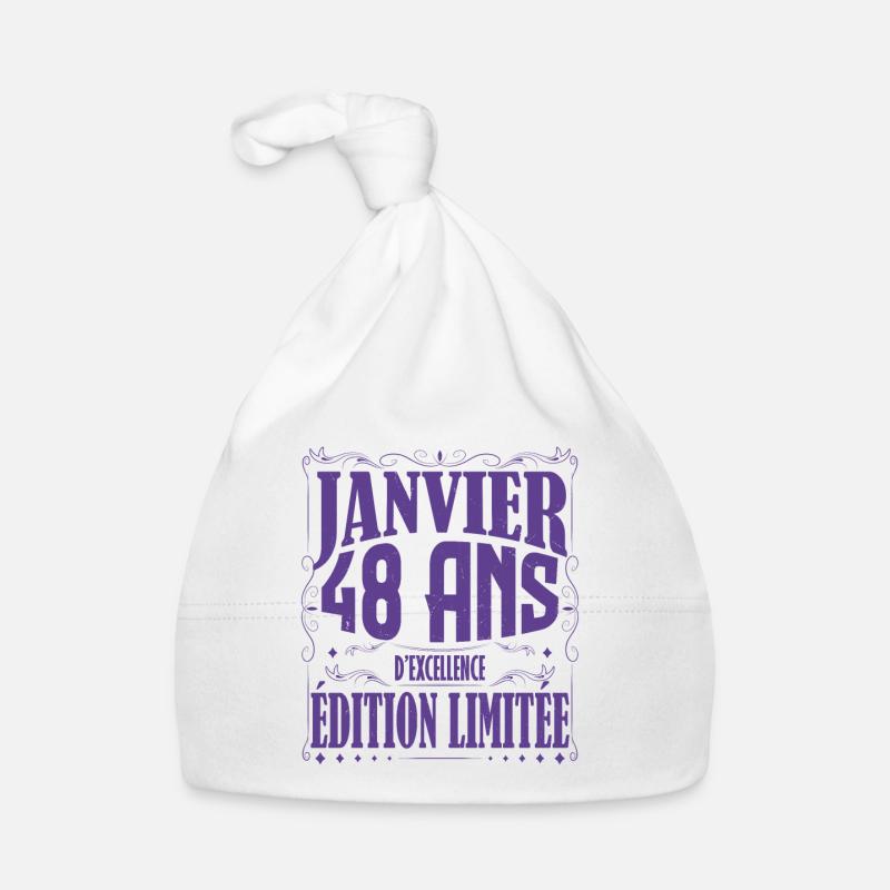 Janvier 48 ans. Cadeau 48 ans janvier anniversaire Bonnet bio Bébé