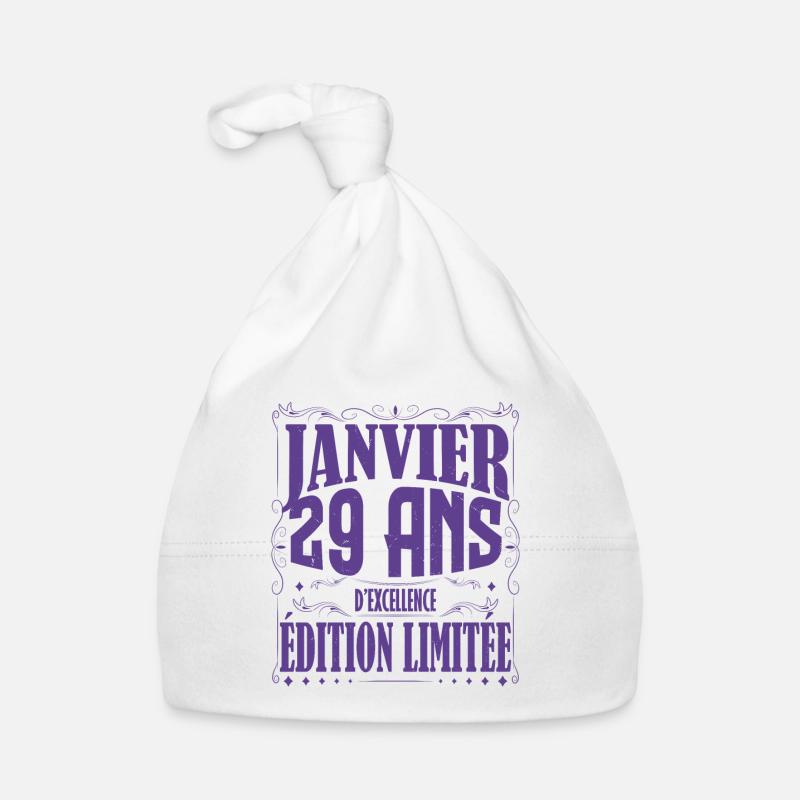 Janvier 29 ans. Cadeau 29 ans janvier anniversaire Bonnet bio Bébé