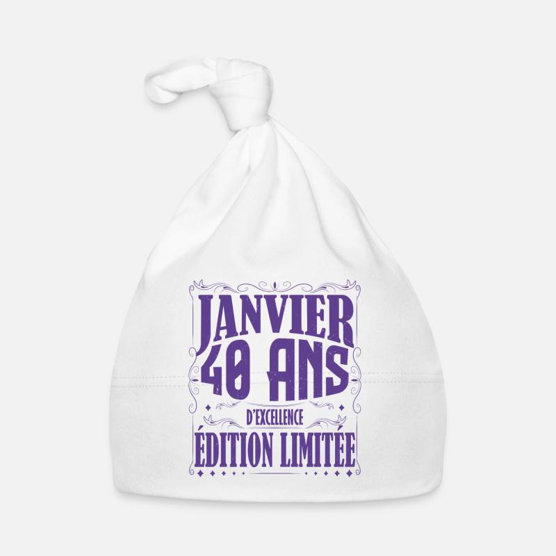 Janvier 40 ans. Cadeau 40 ans janvier anniversaire Bonnet bio Bébé