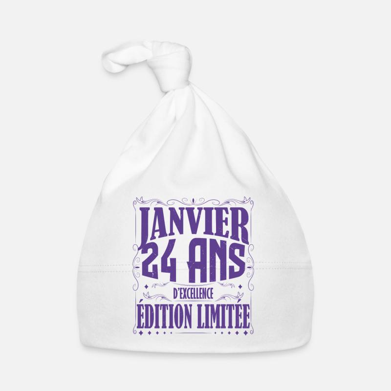 Janvier 24 ans. Cadeau 24 ans janvier anniversaire Bonnet bio Bébé