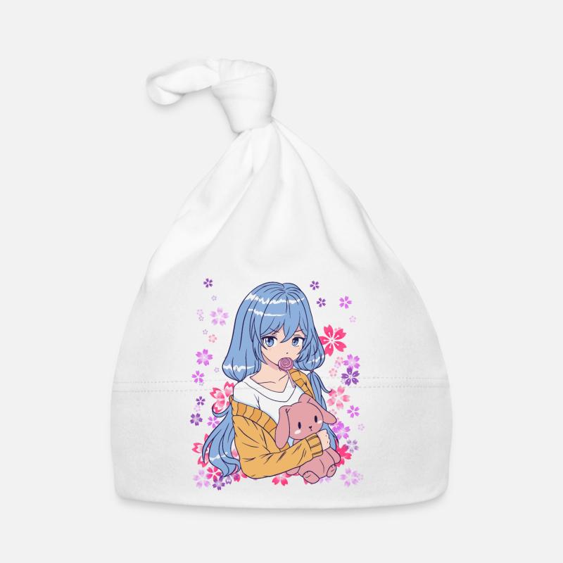 Anime Mädchen Manga Blumenwiese Geschenkidee Baby Bio-Mütze