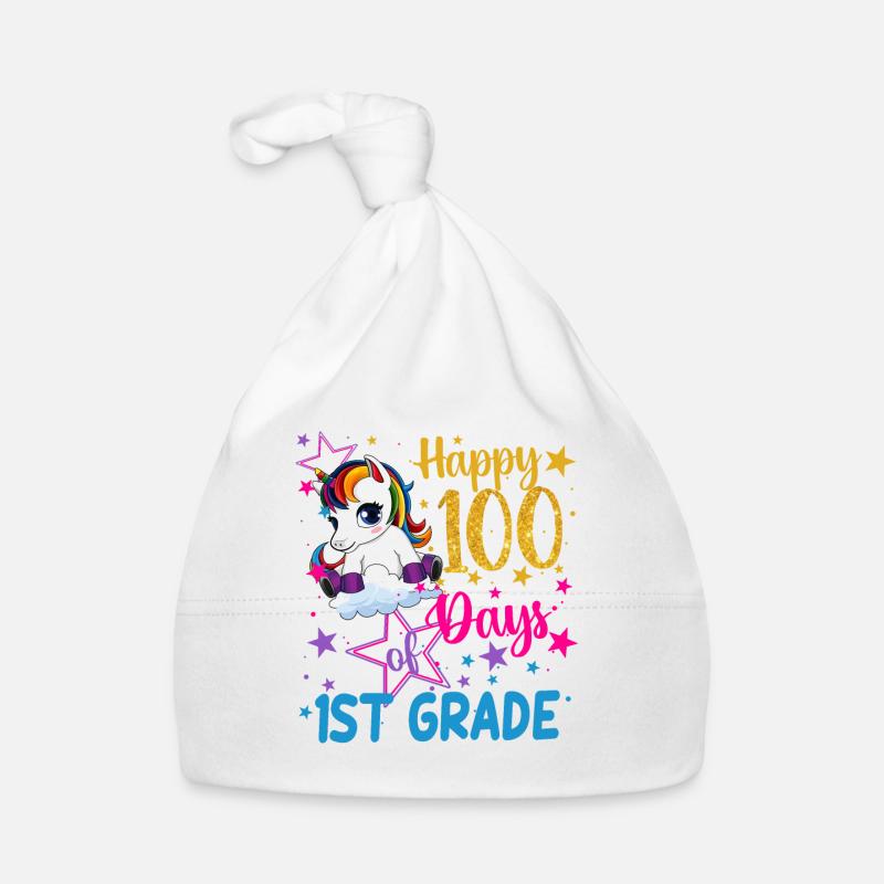 Süßes Einhorn Glückliche 100 Tage der 1. Klasse Baby Bio-Mütze