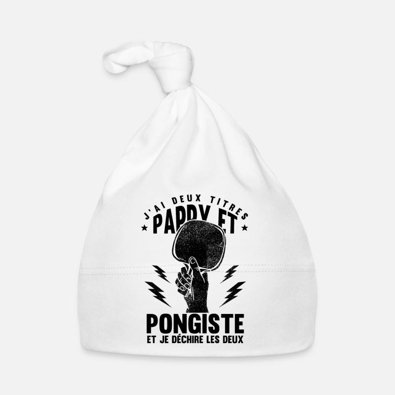 Papy Et Pongiste - Bonnet bio Bébé - blanc