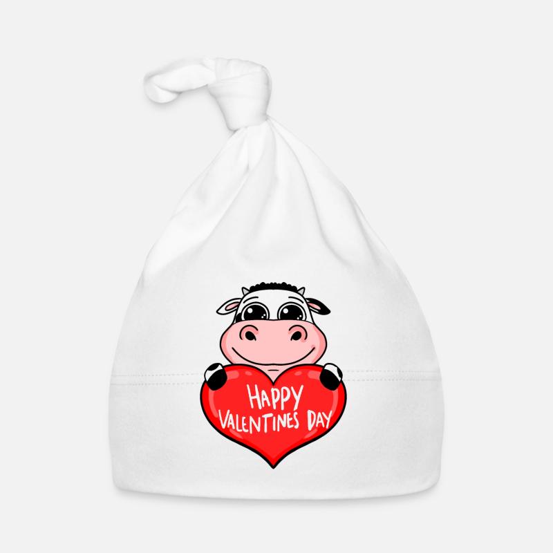 Vache cœur de la Saint-Valentin Bonnet bio Bébé