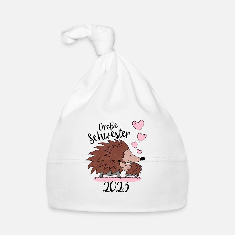 Große Schwester 2023 - Süße Igel Geschenk Idee Baby Bio-Mütze