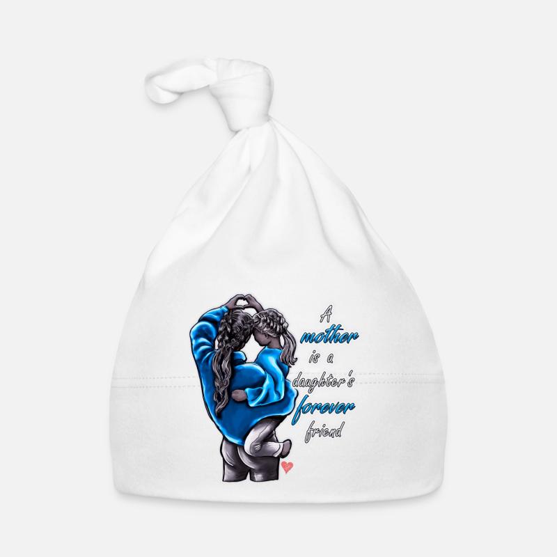 Mutter Tochter Spruch mit Illustration blau - Baby Bio-Mütze - Weiß