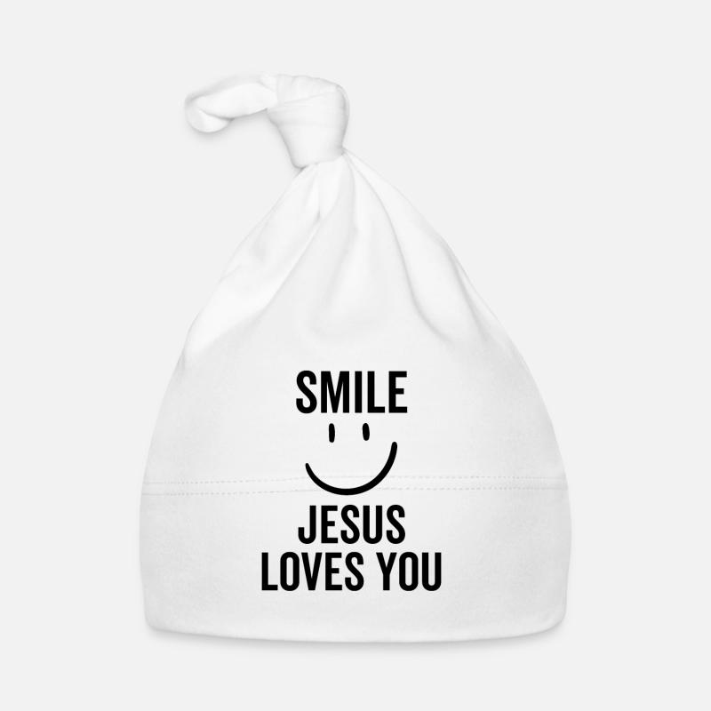 Souriez Jésus vous aime - Bonnet bio Bébé - blanc