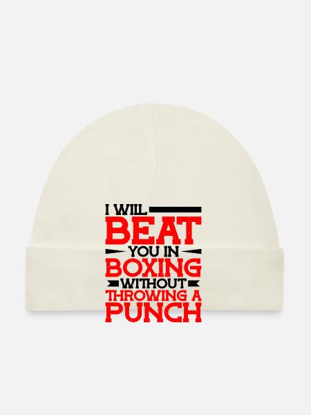 Will Beat You In Boxing Without Throwing A Punch - Baby Bio-Mütze - Weiß - Vorne